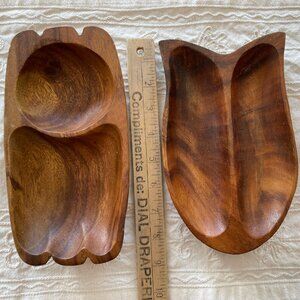 Two Vintage Wooden Dish